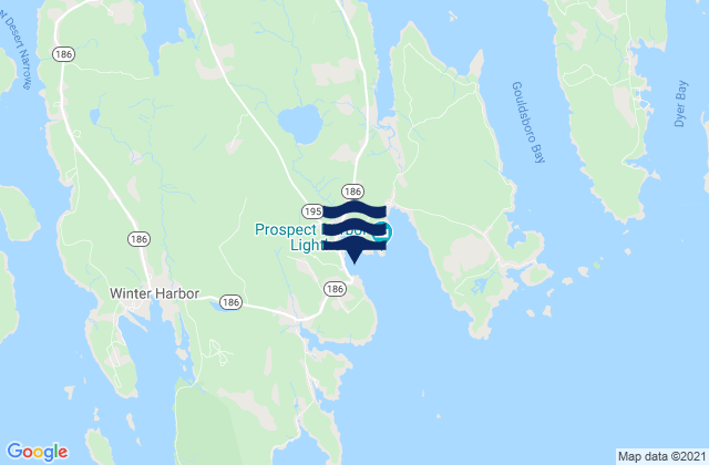 Carte des horaires des marées pour Prospect Harbor, United States