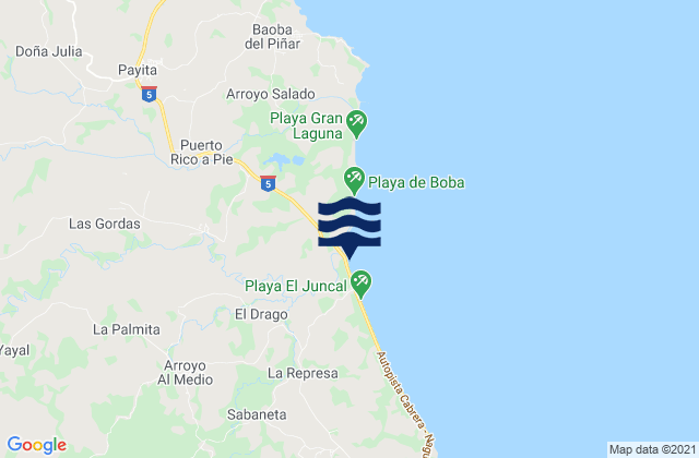 Carte des horaires des marées pour Provincia María Trinidad Sánchez, Dominican Republic