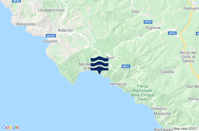 Carte des horaires des marées pour Provincia di La Spezia, Italy