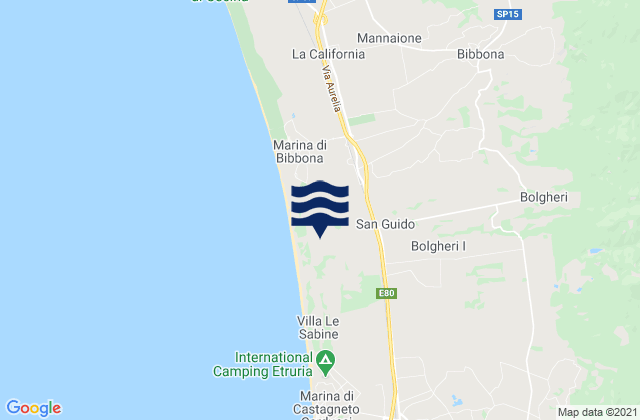 Carte des horaires des marées pour Provincia di Livorno, Italy