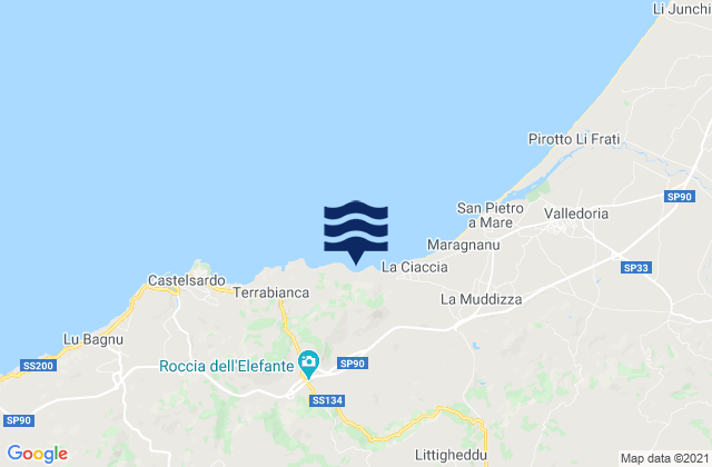 Carte des horaires des marées pour Provincia di Sassari, Italy