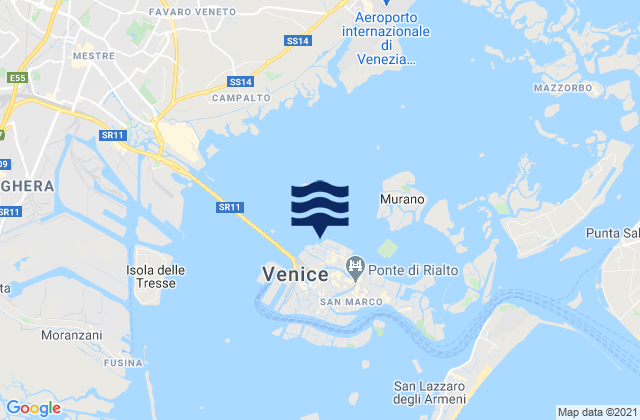 Carte des horaires des marées pour Provincia di Venezia, Italy