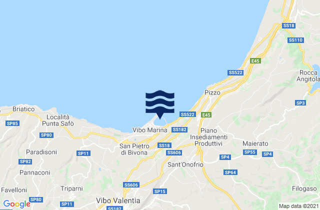Carte des horaires des marées pour Provincia di Vibo-Valentia, Italy