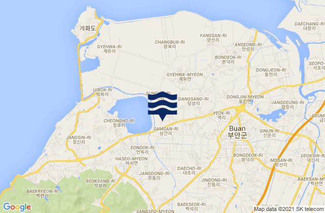 Carte des horaires des marées pour Puan, South Korea
