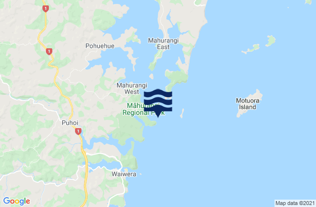 Carte des horaires des marées pour Pudding Island, New Zealand