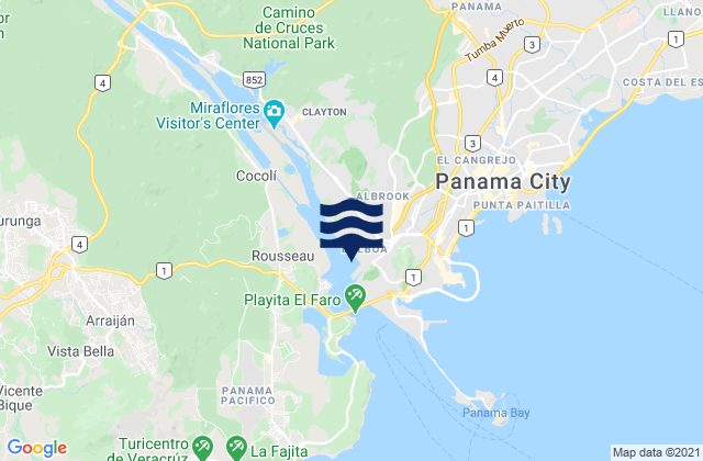 Carte des horaires des marées pour Puerto Balboa, Panama