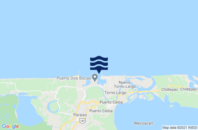 Carte des horaires des marées pour Puerto Dos Bocas, Mexico