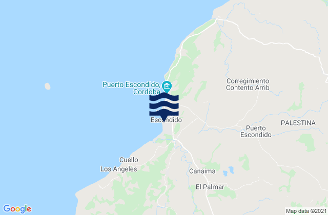 Carte des horaires des marées pour Puerto Escondido, Colombia