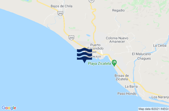 Carte des horaires des marées pour Puerto Escondido, Mexico