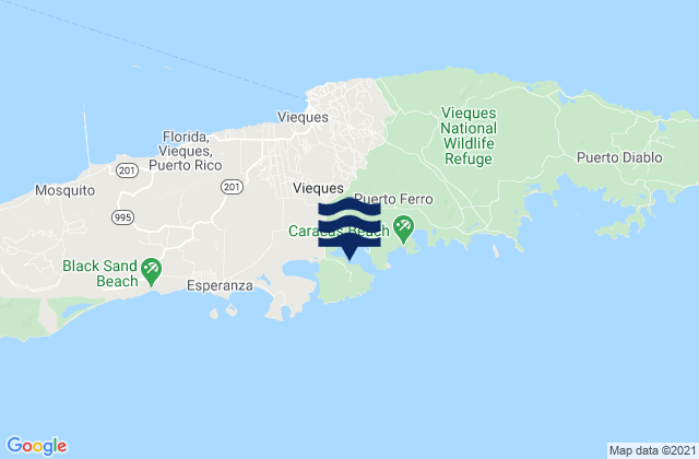 Carte des horaires des marées pour Puerto Ferro Isla De Vieques, Puerto Rico