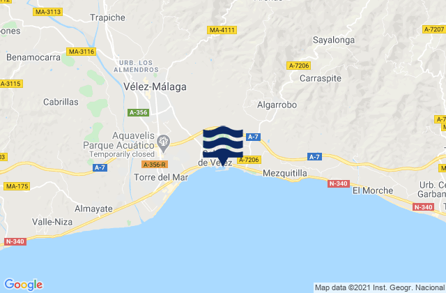 Carte des horaires des marées pour Puerto La Caleta Malaga, Spain