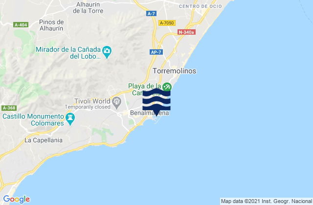 Carte des horaires des marées pour Puerto Marina Benalmadena, Spain