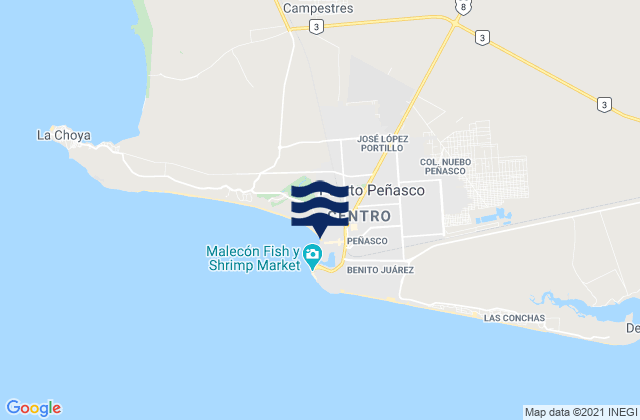 Carte des horaires des marées pour Puerto Peñasco, Mexico