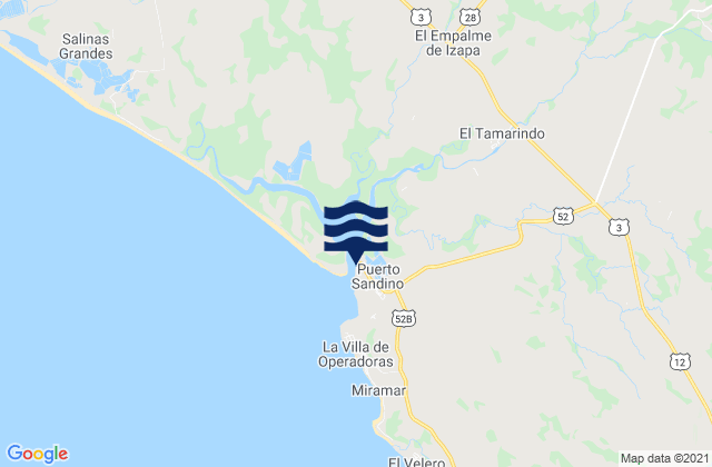 Carte des horaires des marées pour Puerto Sandino, Nicaragua
