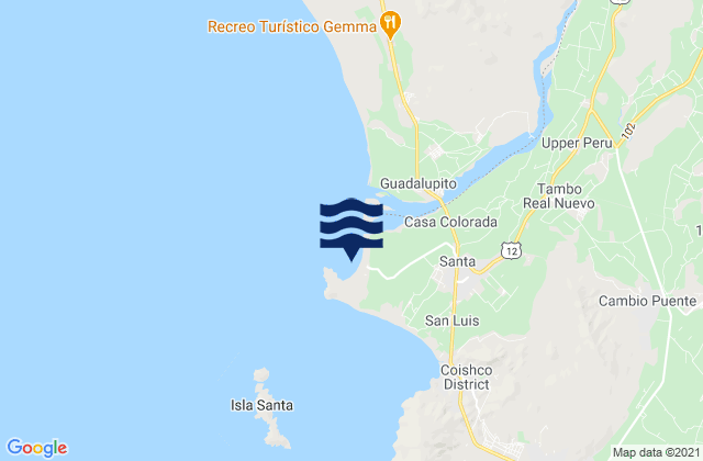 Carte des horaires des marées pour Puerto Santa, Peru