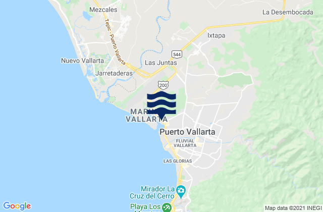 Carte des horaires des marées pour Puerto Vallarta, Mexico