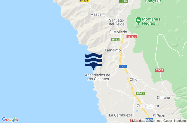 Carte des horaires des marées pour Puerto de Los Gigantes, Spain
