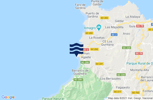 Carte des horaires des marées pour Puerto de las Nieves (Gran Canaria), Spain