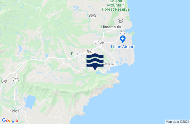 Carte des horaires des marées pour Puhi, United States