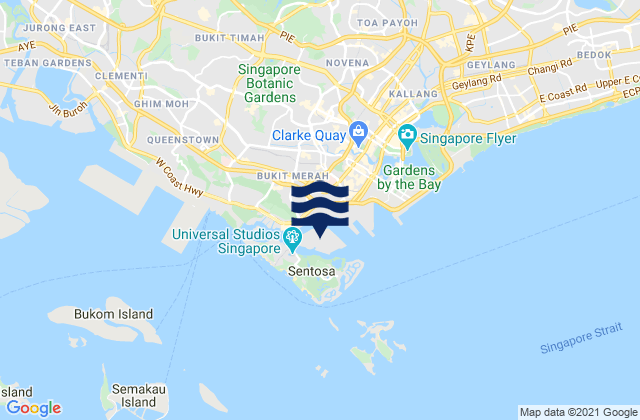 Carte des horaires des marées pour Pulau Brani, Singapore
