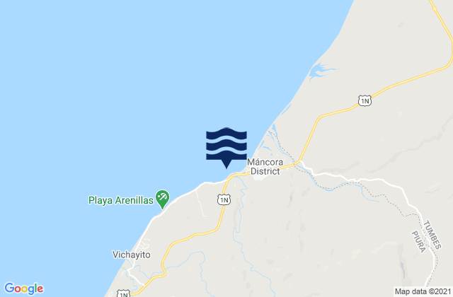 Carte des horaires des marées pour Punta Ballenas, Peru