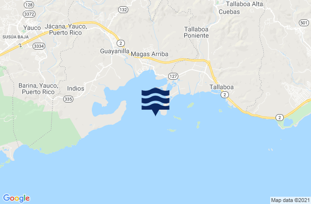 Carte des horaires des marées pour Punta Guayanilla, Puerto Rico