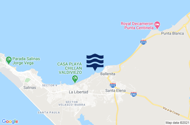 Carte des horaires des marées pour Punta Murcielago, Ecuador