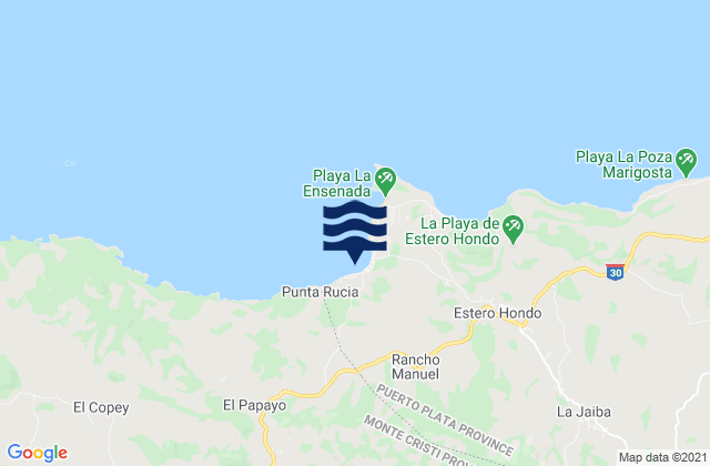 Carte des horaires des marées pour Punta Paraiso, Dominican Republic