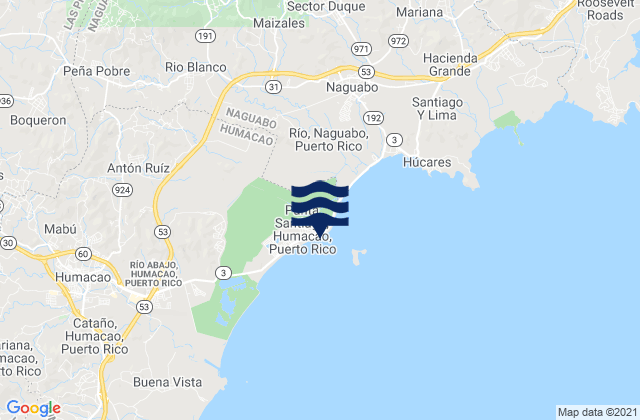 Carte des horaires des marées pour Punta Santiago, Puerto Rico