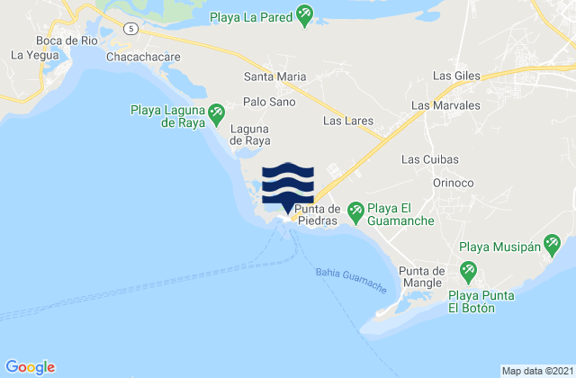 Carte des horaires des marées pour Punta de Piedras, Venezuela