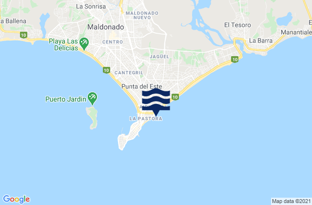 Carte des horaires des marées pour Punta del Este, Uruguay