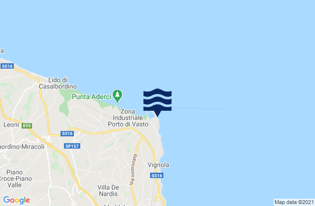 Carte des horaires des marées pour Punta della Penna, Italy