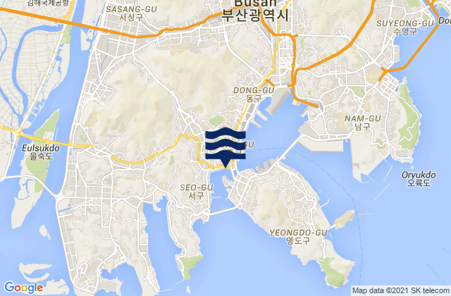 Carte des horaires des marées pour Pusan, South Korea