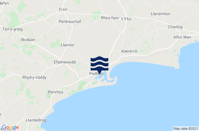Carte des horaires des marées pour Pwllheli, United Kingdom