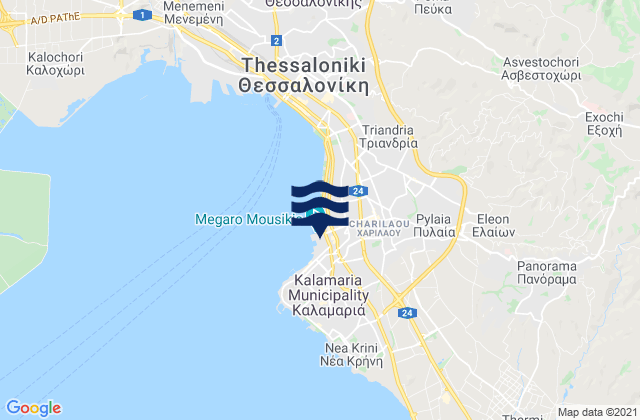 Carte des horaires des marées pour Pylaía, Greece