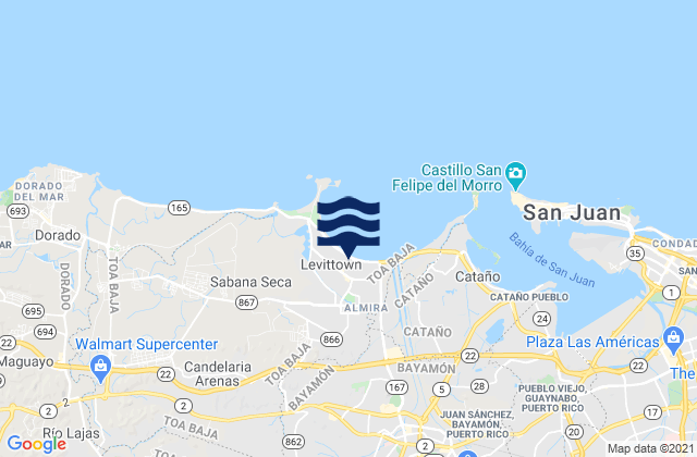 Carte des horaires des marées pour Pájaros, Puerto Rico