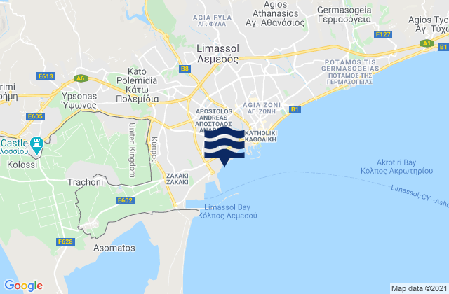 Carte des horaires des marées pour Páno Polemídia, Cyprus