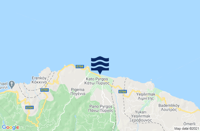 Carte des horaires des marées pour Páno Pýrgos, Cyprus