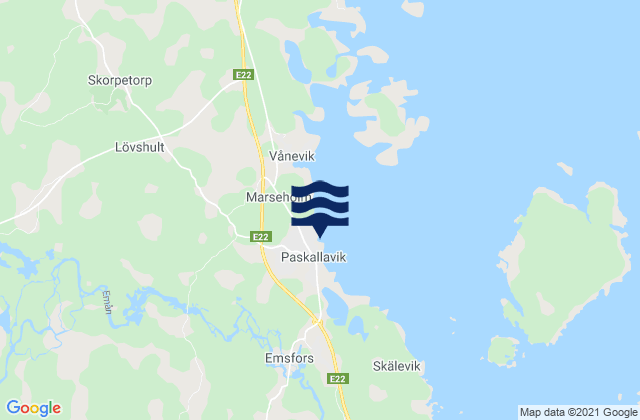 Carte des horaires des marées pour Påskallavik, Sweden