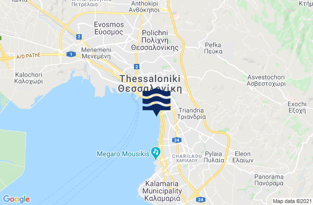 Carte des horaires des marées pour Péfka, Greece