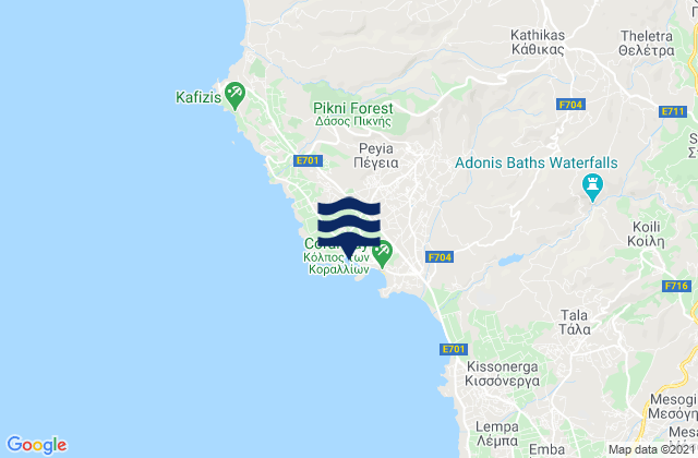 Carte des horaires des marées pour Pégeia, Cyprus