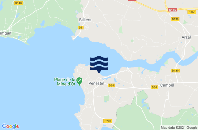 Carte des horaires des marées pour Pénestin, France