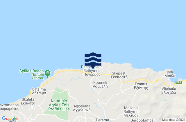 Carte des horaires des marées pour Pérama, Greece