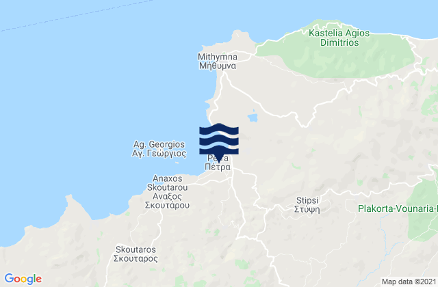 Carte des horaires des marées pour Pétra, Greece