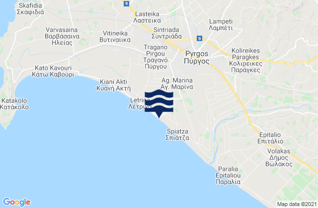 Carte des horaires des marées pour Pýrgos, Greece