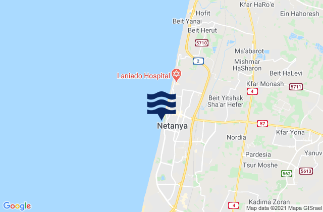 Carte des horaires des marées pour Qalansuwa, Israel