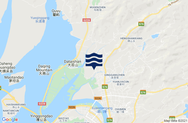 Carte des horaires des marées pour Qinggang, China