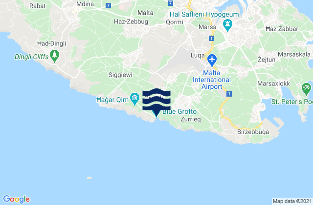 Carte des horaires des marées pour Qrendi, Malta