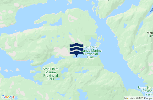 Carte des horaires des marées pour Quadra Island, Canada