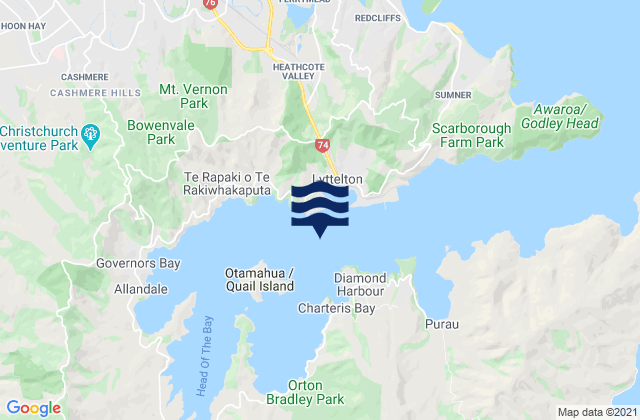 Carte des horaires des marées pour Quail Island Beach, New Zealand